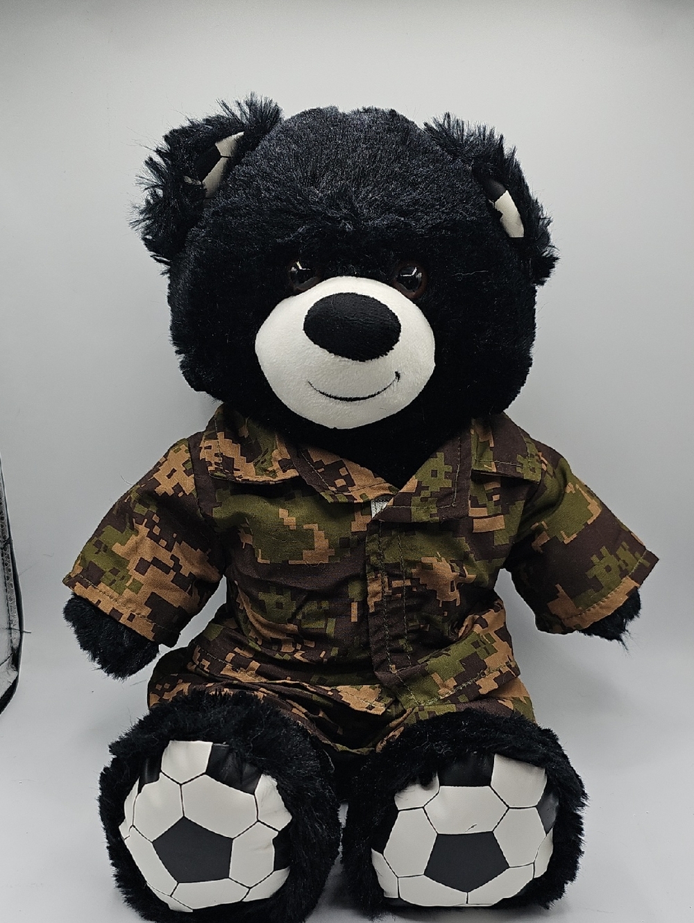Build-A-Bear Soccer Bear With Camo Outfit.